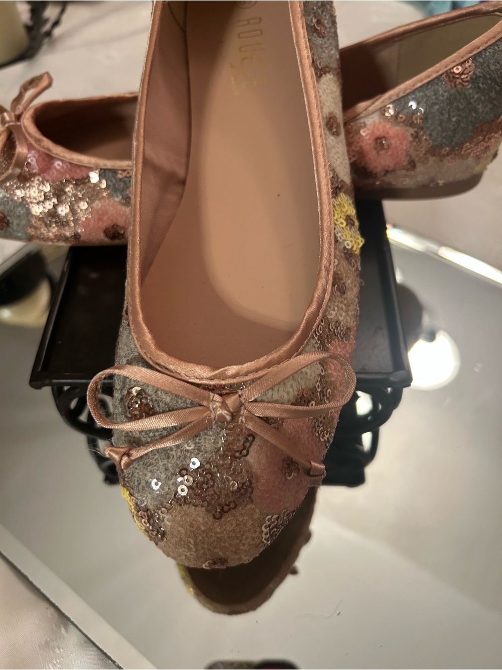 Rouge Helium Blush Floral Sequin Ballet Flats